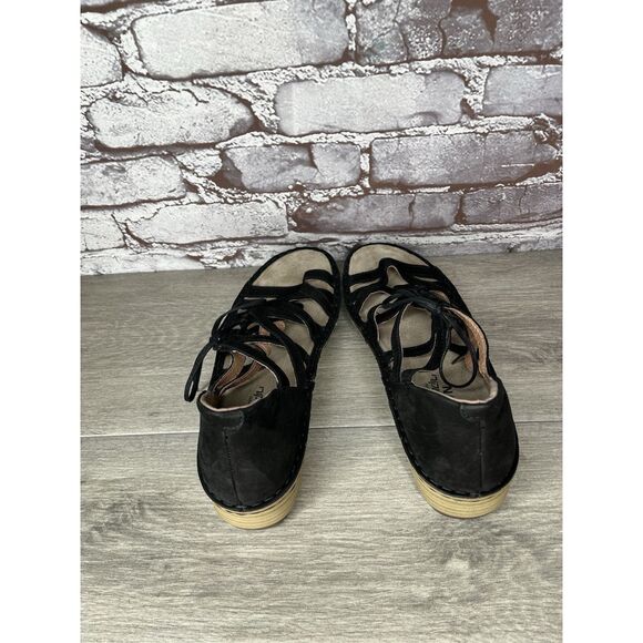 Naot Black Suede Leather Lace Up Open Toe Wedge Sandals Women’s Sz 39EU/8.5M US - Picture 12 of 16